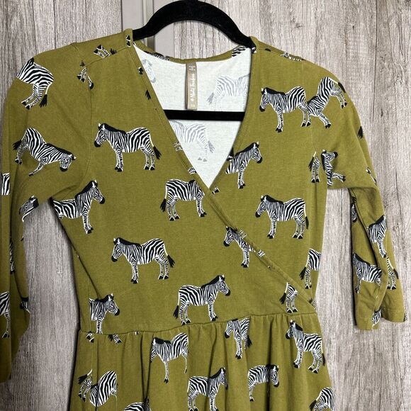 Mata Traders Dress Zebra Print Short V Neck Cotton Size XS - Picture 3 of 7